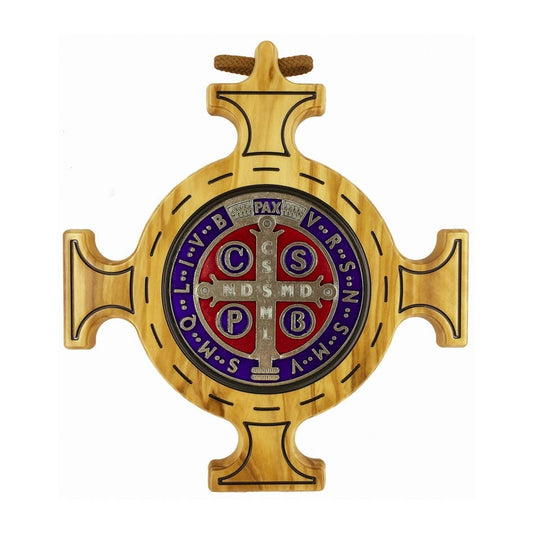 Colored Olive Wood St. Benedict Cross