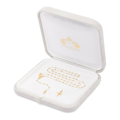 Yellow Gold Confirmation Set with Delicate Rosary and Tiny Cross