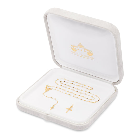 Yellow Gold Confirmation Set with Delicate Rosary and Tiny Cross