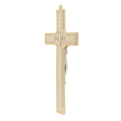 Red Enameled Gold Metal St. Benedict Crucifix With Decorations
