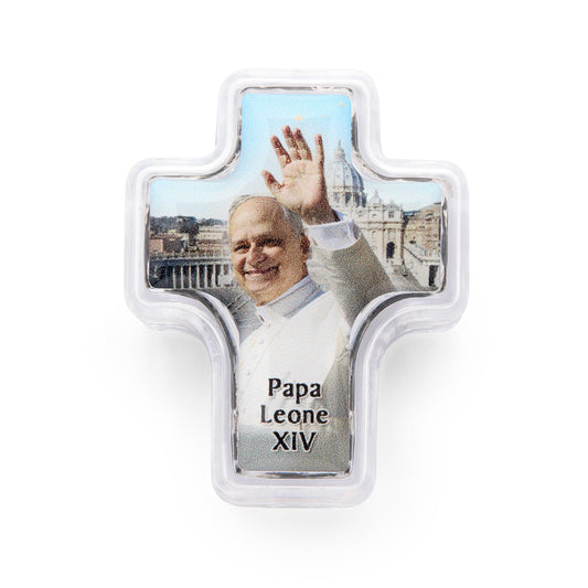 Cross Shaped Pope Leo XIV Rosary Case with Black Synthetic Pearl Rosary