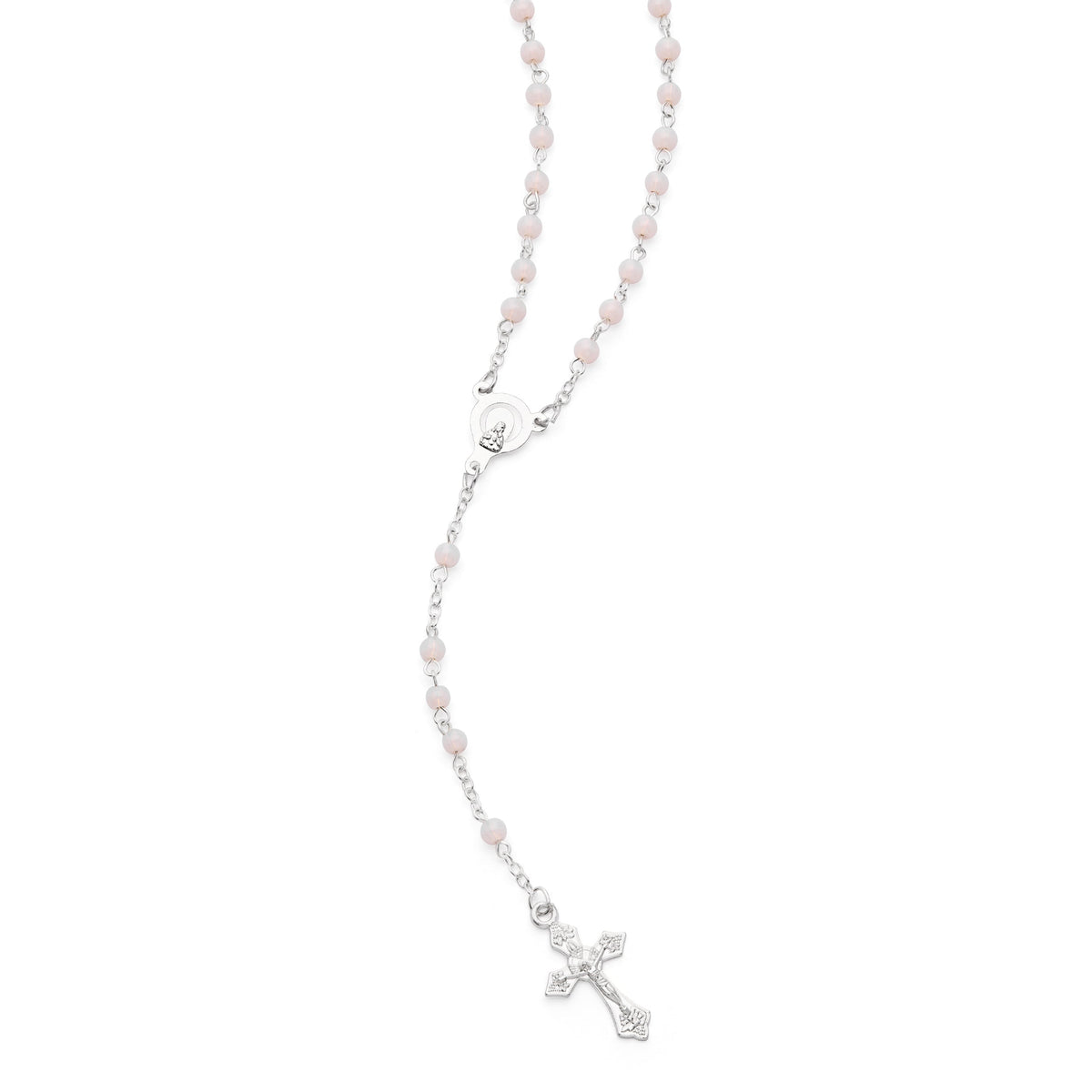 Cross Shaped Pope Leo XIV Rosary Case with White Synthetic Pearl Rosary