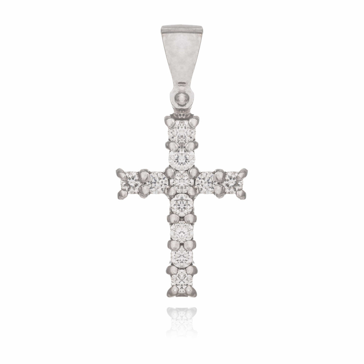 Cross with Diamonds and White Gold