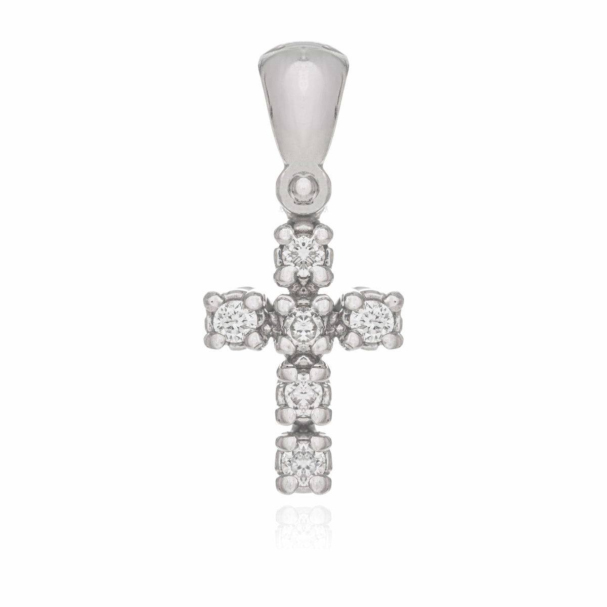 Cross with Diamonds in White Gold
