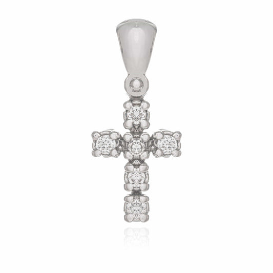 Cross with Diamonds in White Gold