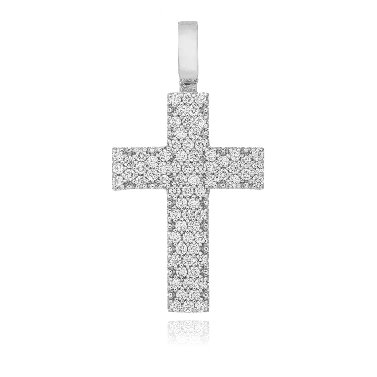 Cross with Diamonds in White Gold
