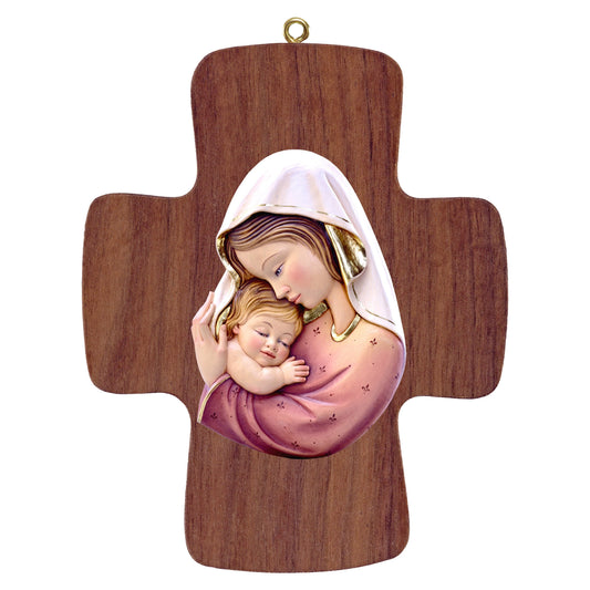 Cross with Madonna white-red