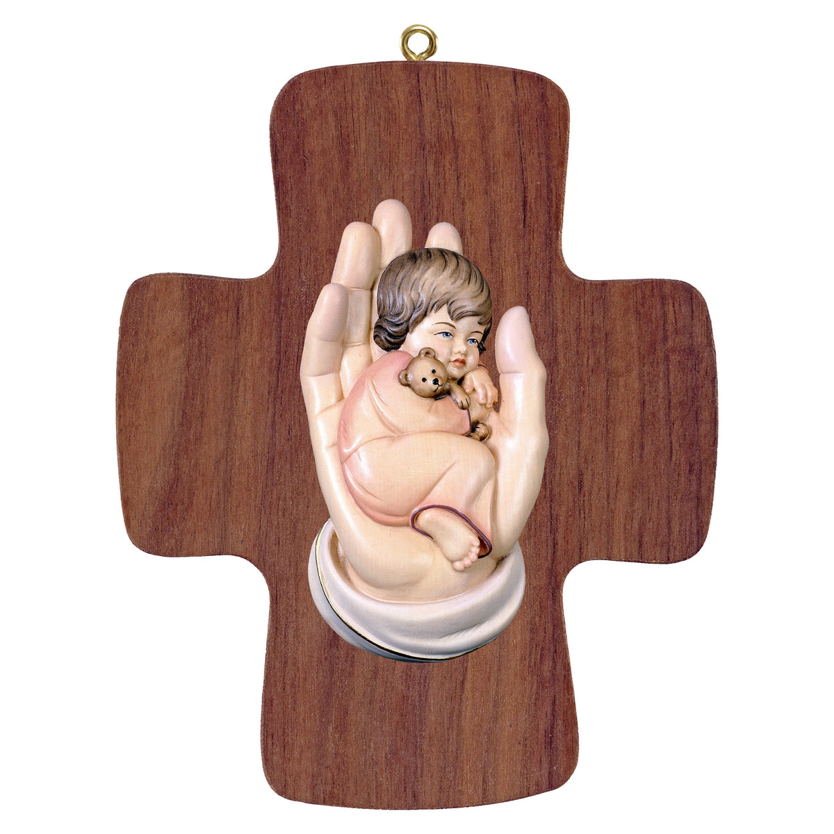 Cross with protecting hand girl
