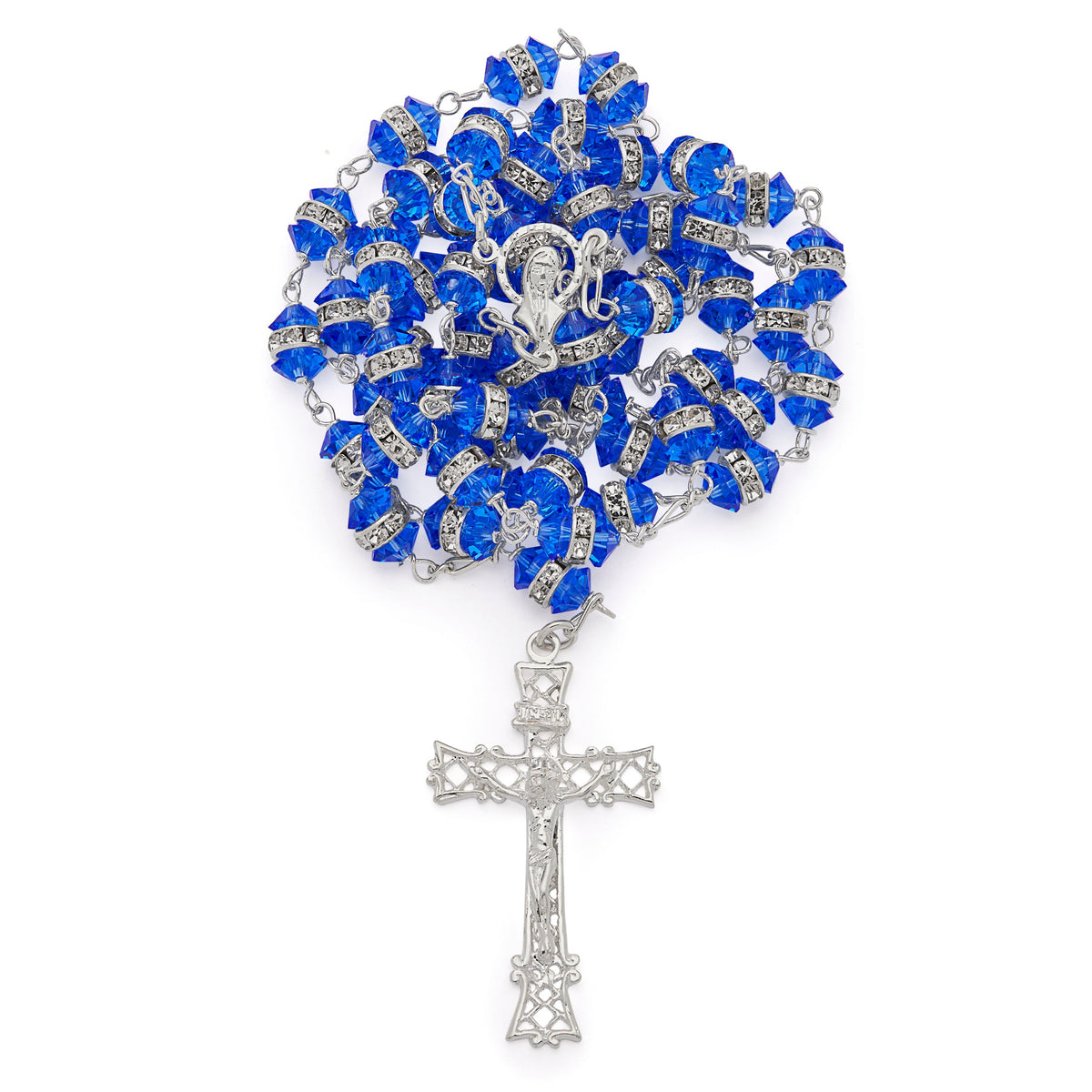 Crystal Rosary Beads with Sterling Silver Chain