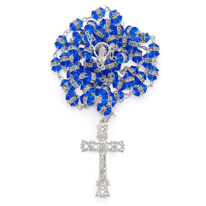 Crystal Rosary Beads with Sterling Silver Chain