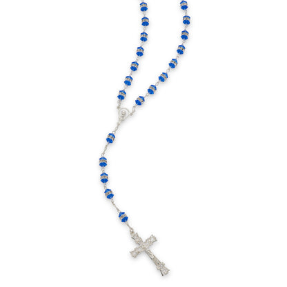 Crystal Rosary Beads with Sterling Silver Chain