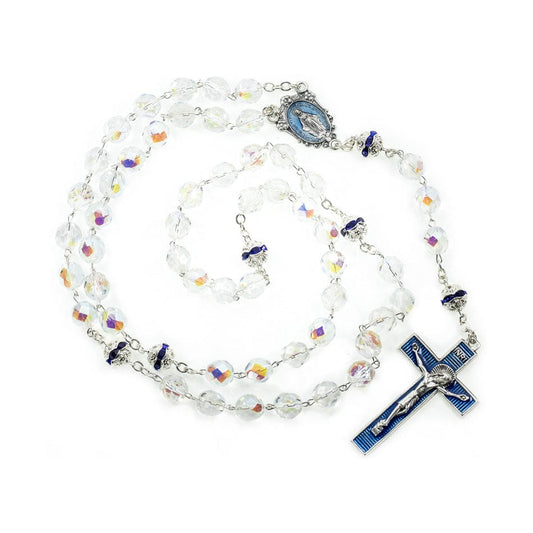 Crystal Rosary with Filigree Pewter Rondelles