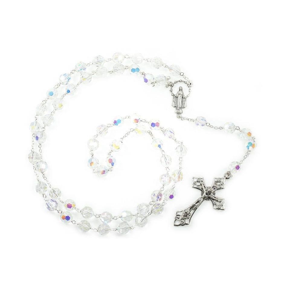 Crystal Rosary with sterling Silver Chain