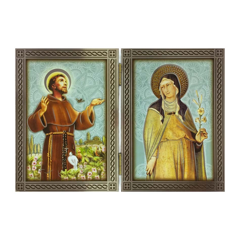 Wooden Diptych with Saint Clare of Assisi and Saint Francis of Assisi