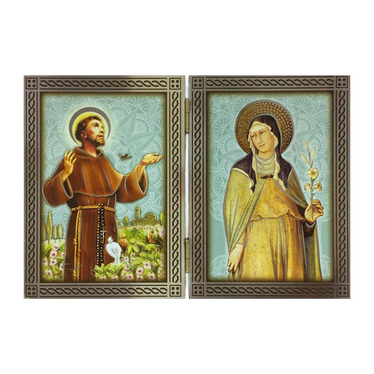 Wooden Diptych with Saint Clare of Assisi and Saint Francis of Assisi