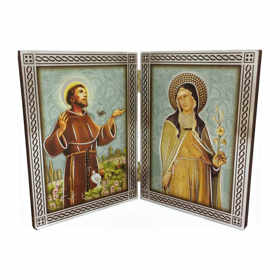 Wooden Diptych with Saint Clare of Assisi and Saint Francis of Assisi