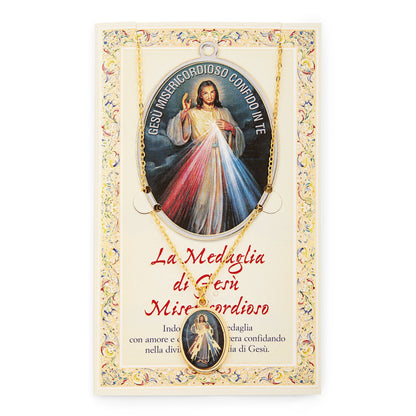 Divine Mercy of Jesus Prayer Card and Medal With Chain