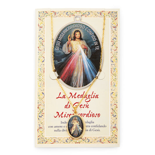 Divine Mercy of Jesus Prayer Card and Medal With Chain