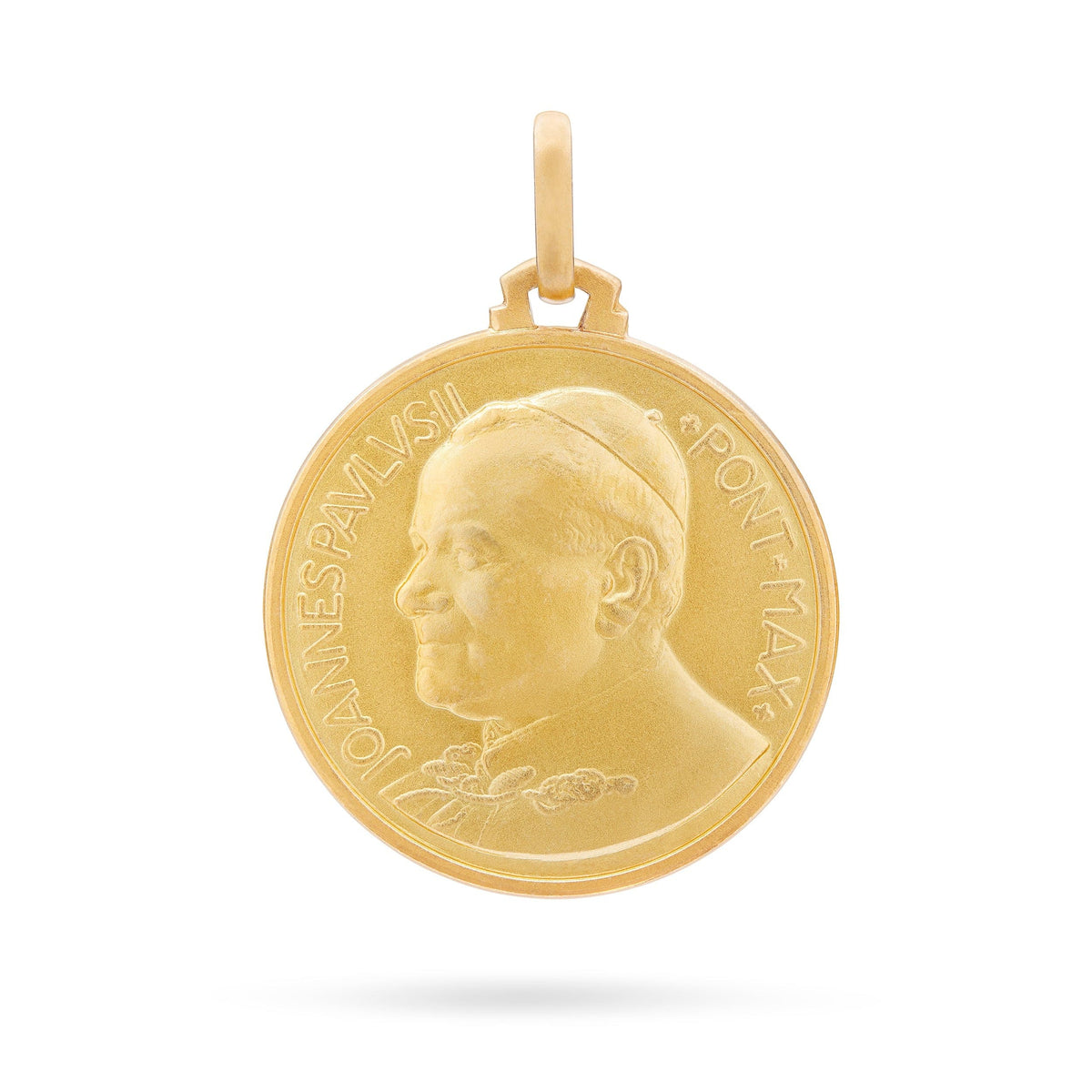Double Sided Yellow Gold Medal Saint John Paul II and Saint Peter Basilica