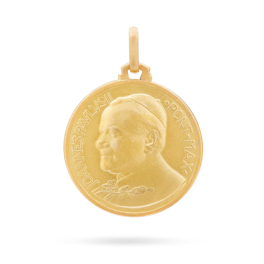 Double Sided Yellow Gold Medal Saint John Paul II and Saint Peter Basilica