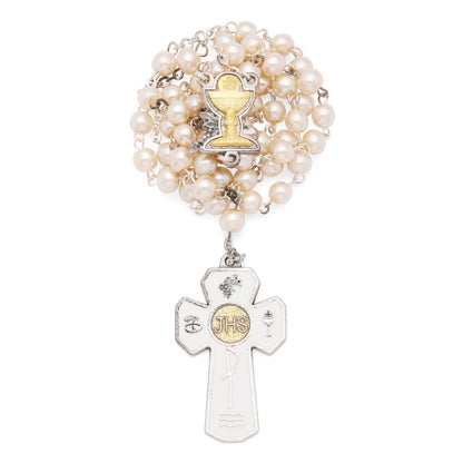 First Communion Rosary with the Chalice center Medal
