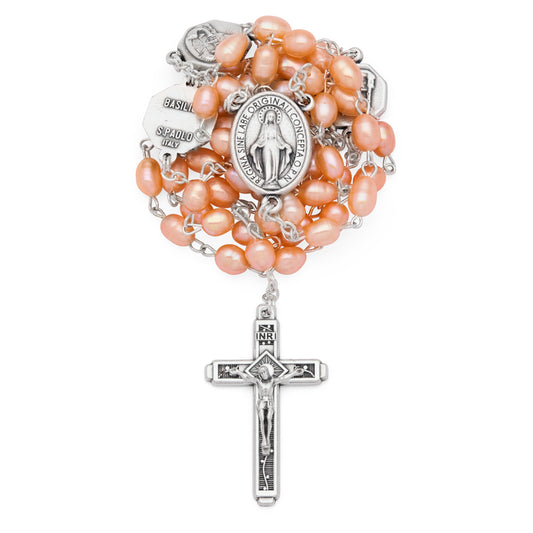 Freshwater Pearl Rosary with Medals of the Four Papal Basilicas