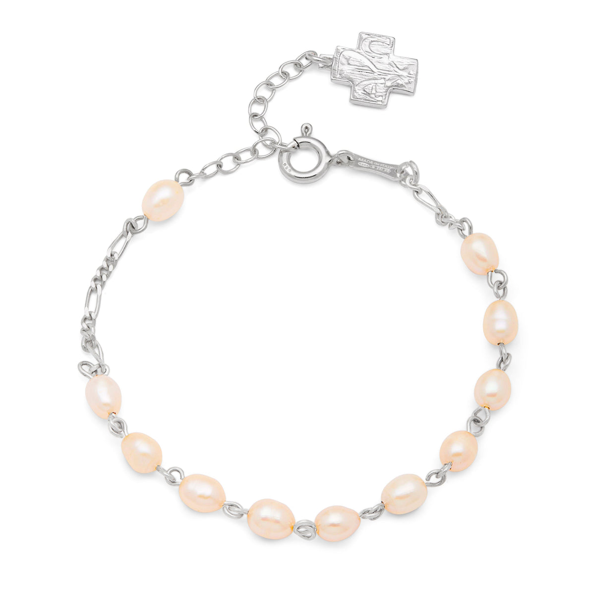 Freshwater Pearls Rosary Bracelet in Sterling Silver