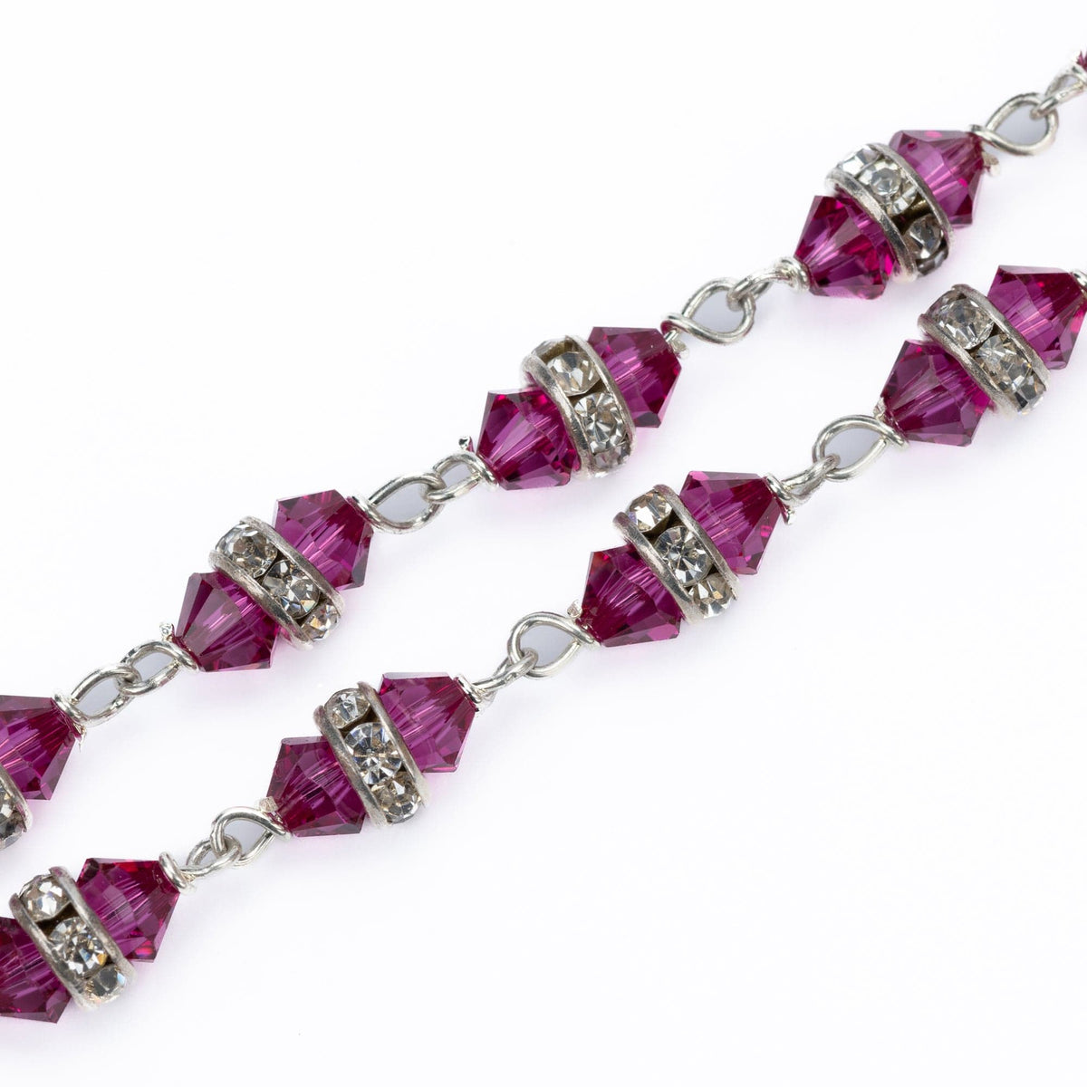 FUCHSIA SILVER ROSARY