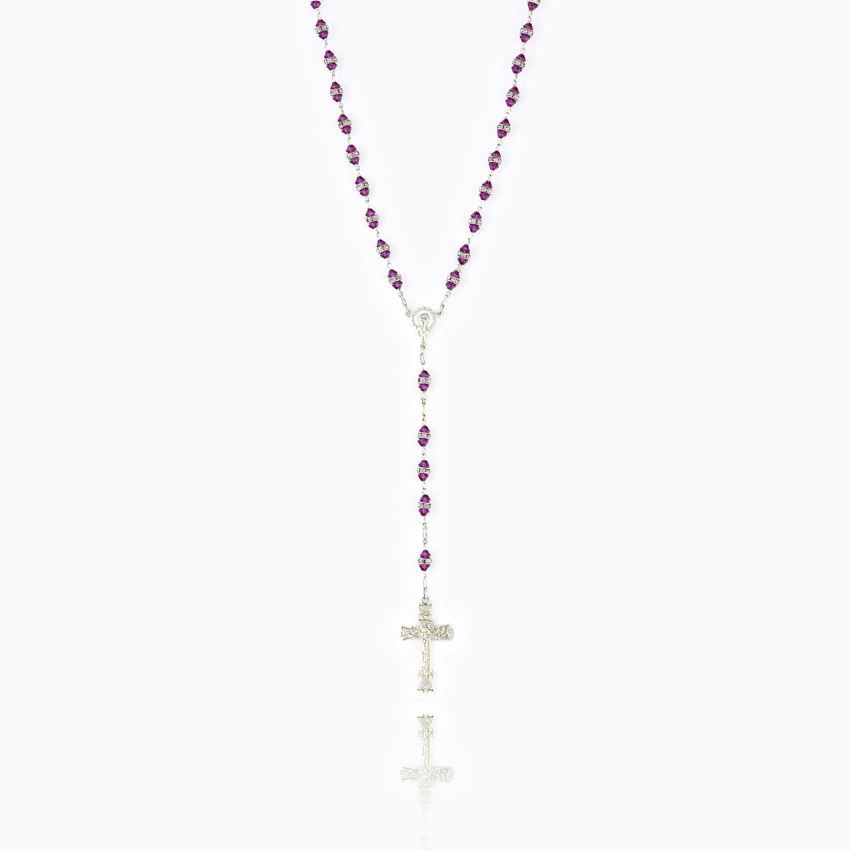 FUCHSIA SILVER ROSARY