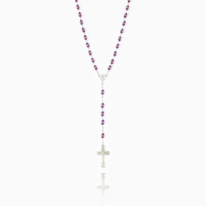 FUCHSIA SILVER ROSARY