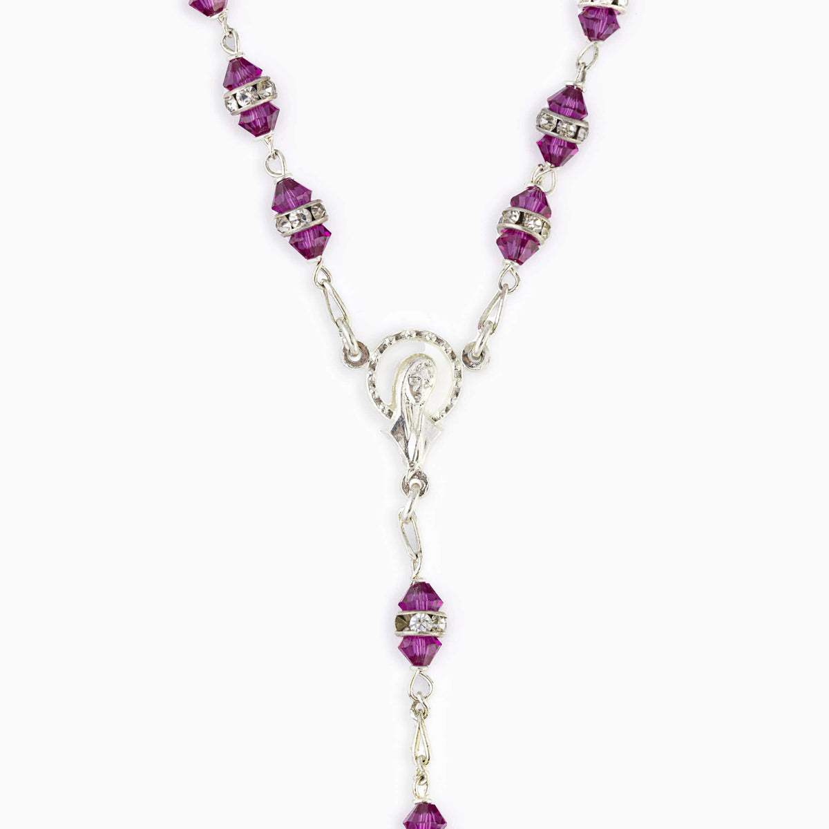 FUCHSIA SILVER ROSARY