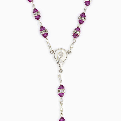 FUCHSIA SILVER ROSARY