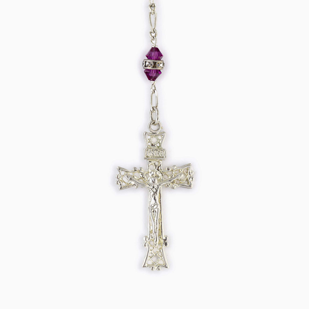 FUCHSIA SILVER ROSARY