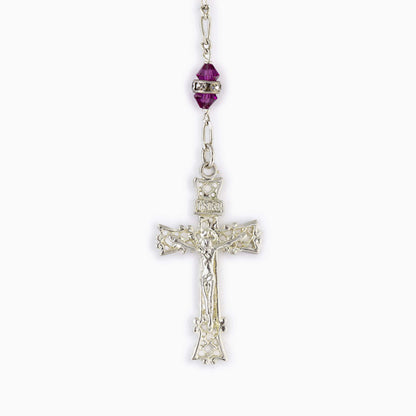 FUCHSIA SILVER ROSARY