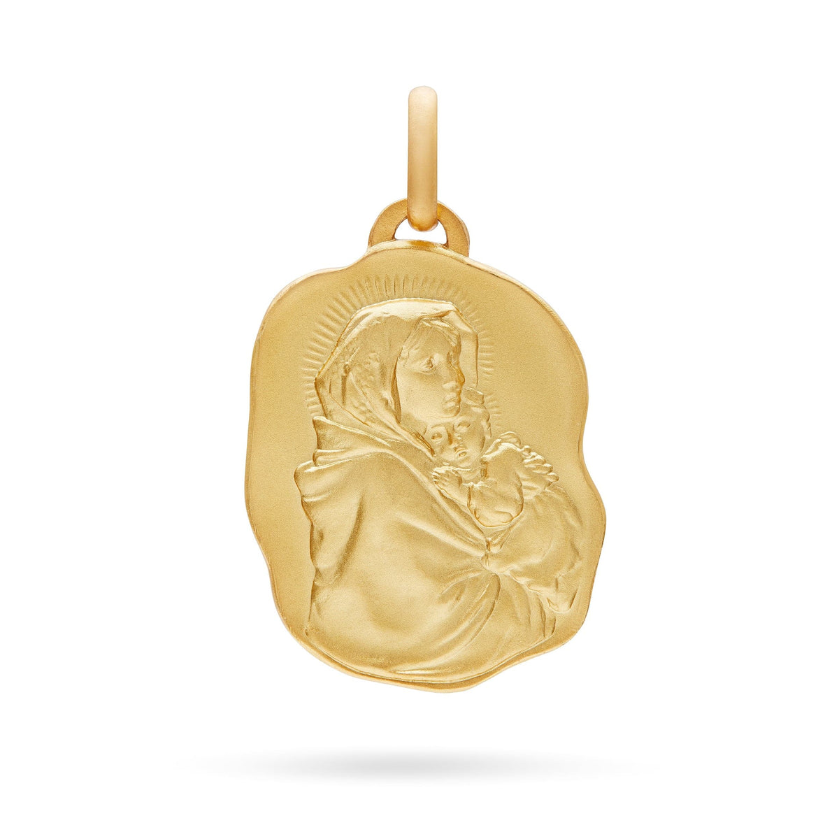 Yellow Gold Irregular Medal of the Madonnina of Ferruzzi