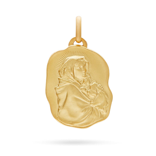 Yellow Gold Irregular Medal of the Madonnina of Ferruzzi