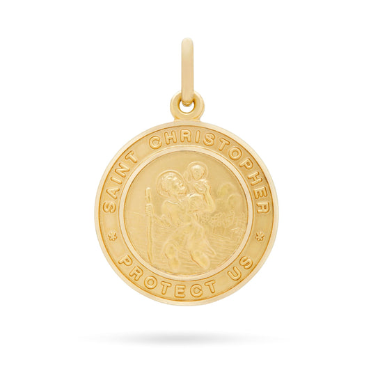 Yellow Gold St. Christopher Medal with Inscription