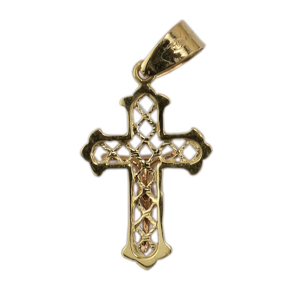 Gold Openwork Bilobed Cross