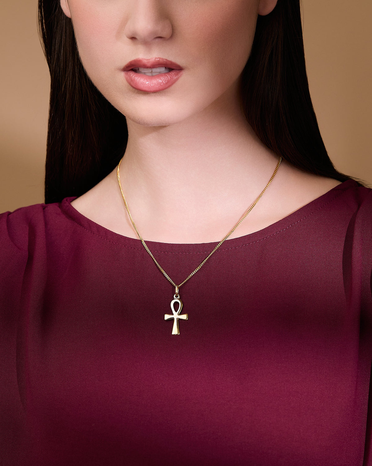 Gold Plated Ankh Pendant Cross