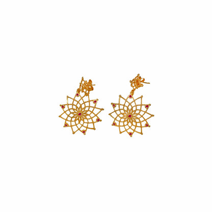 Gold Plated Caput Mundi Earrings Purple Crystals
