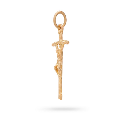Gold Plated Papal Ferula Pendant Crucifix