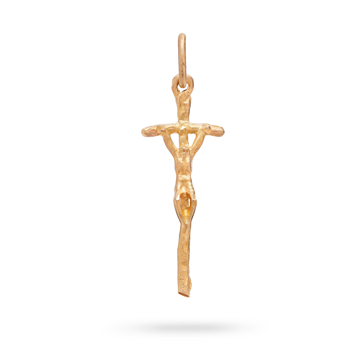 Gold Plated Papal Ferula Pendant Crucifix