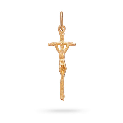 Gold Plated Papal Ferula Pendant Crucifix