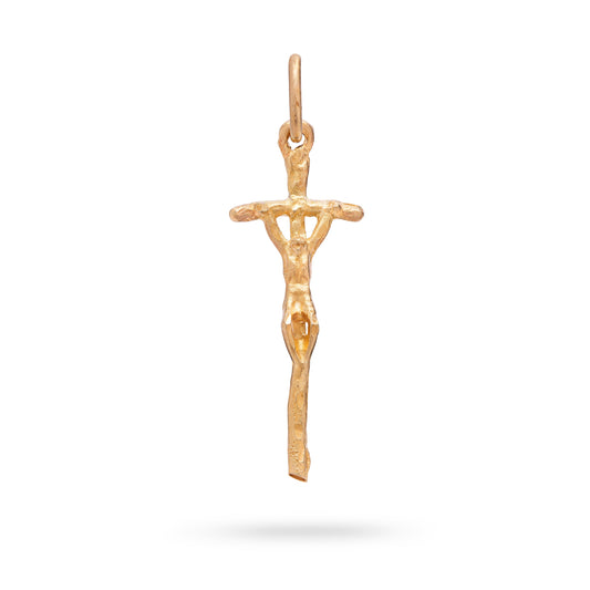 Gold Plated Papal Ferula Pendant Crucifix