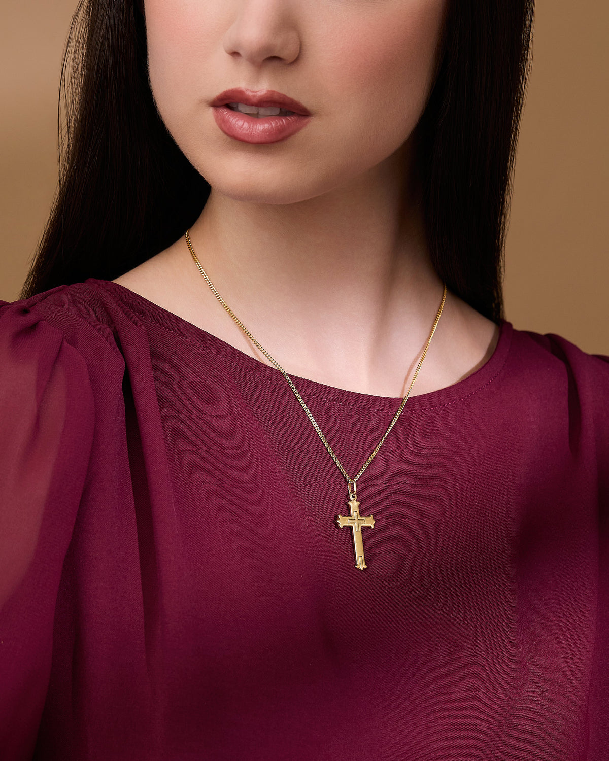 Gold Plated Plain Trefoil Cross