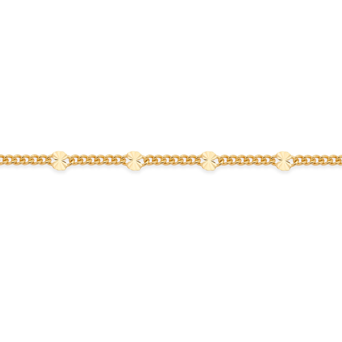 Gold-plated Sterling Silver Curb Chain Necklace with Faceted Disc Inserts
