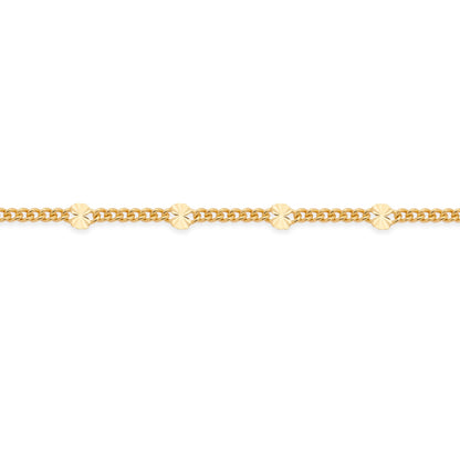 Gold-plated Sterling Silver Curb Chain Necklace with Faceted Disc Inserts