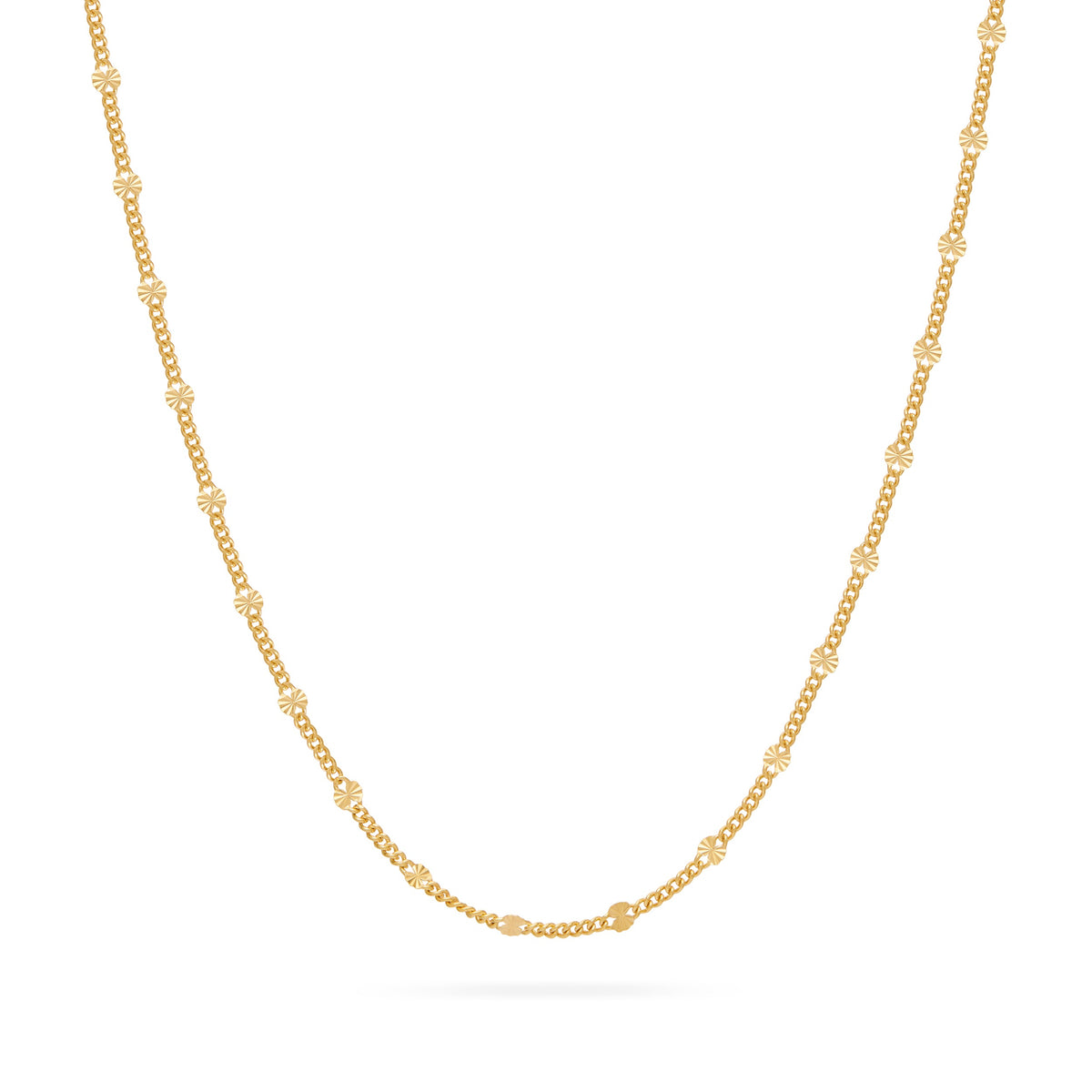 Gold-plated Sterling Silver Curb Chain Necklace with Faceted Disc Inserts