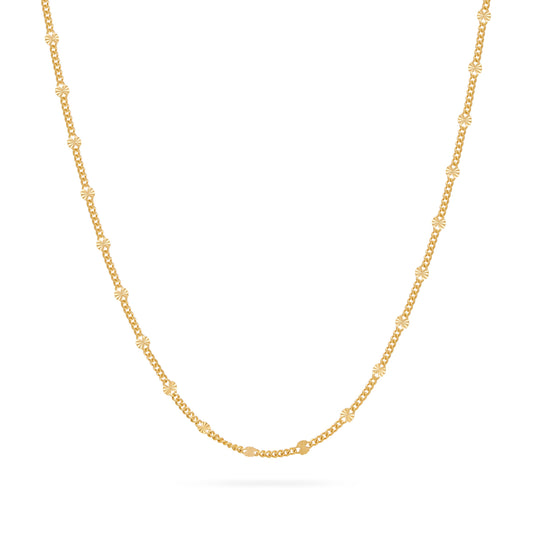 Gold-plated Sterling Silver Curb Chain Necklace with Faceted Disc Inserts