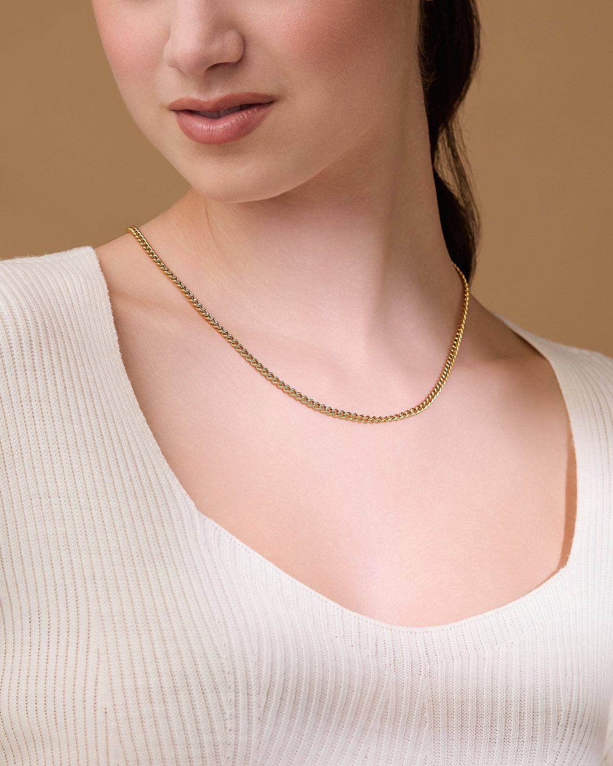 Gold-plated Sterling Silver Hollow Curb Chain Necklace